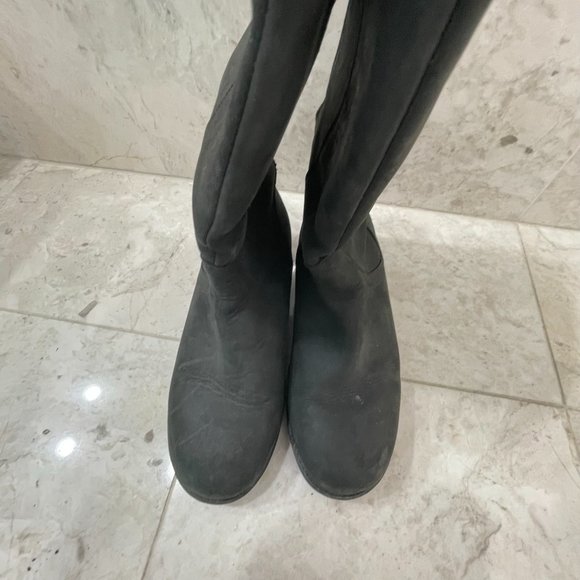 UGG {6.5} Boots Seldon Tall Black Leather Riding Boot Rear Zipper - Picture 7 of 7